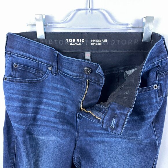 Torrid Bombshell Flare Jeans Womens Size 16XS Super Soft High Rise Blue - Picture 11 of 12